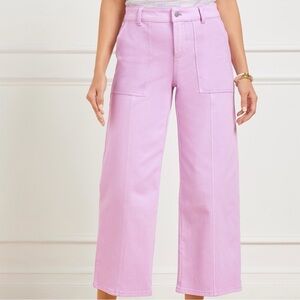 NWT Talbots Lilac Wide Leg Crop Jeans Size 16 High Rise Stretch Patch Pocket